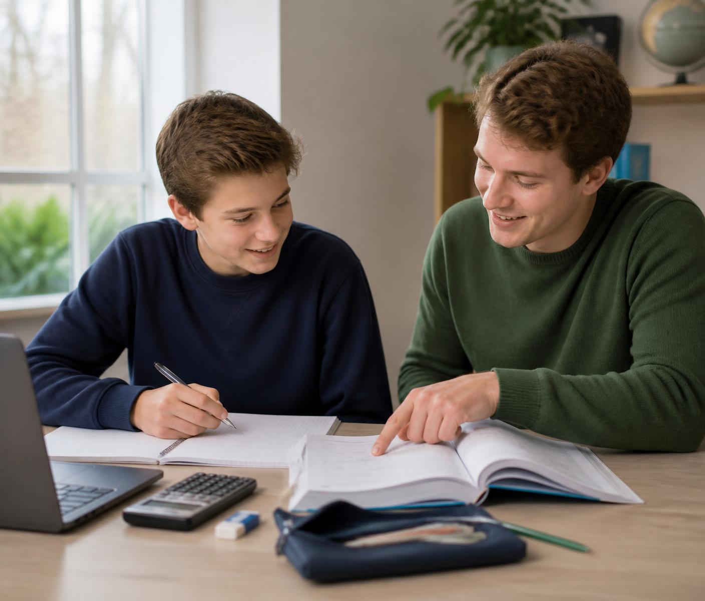 Middelbare scholier krijgt persoonlijke wiskundebijles van een student
